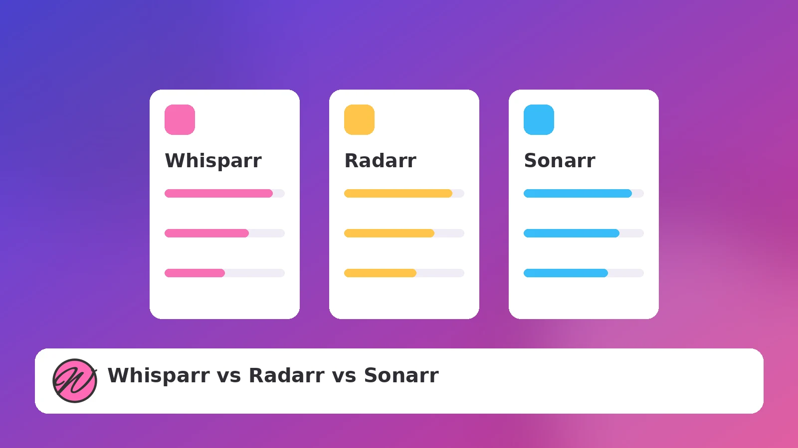 Whisparr vs Radarr vs Sonarr: Same Family, Different Jobs — illustrated guide cover