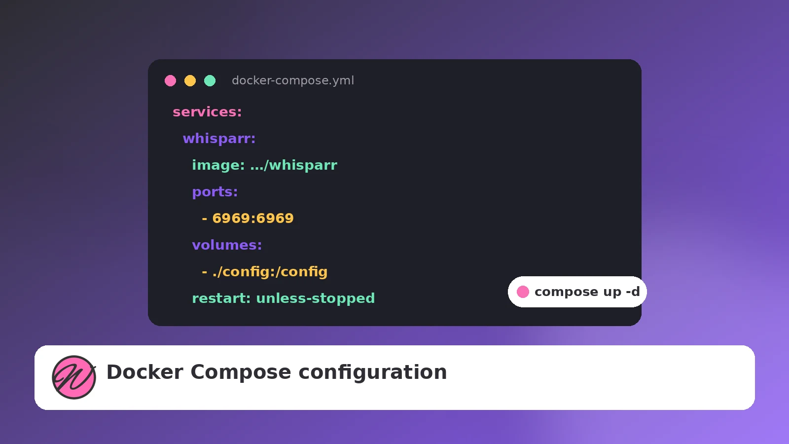Docker Compose file for a Whisparr container with ports and volume mappings